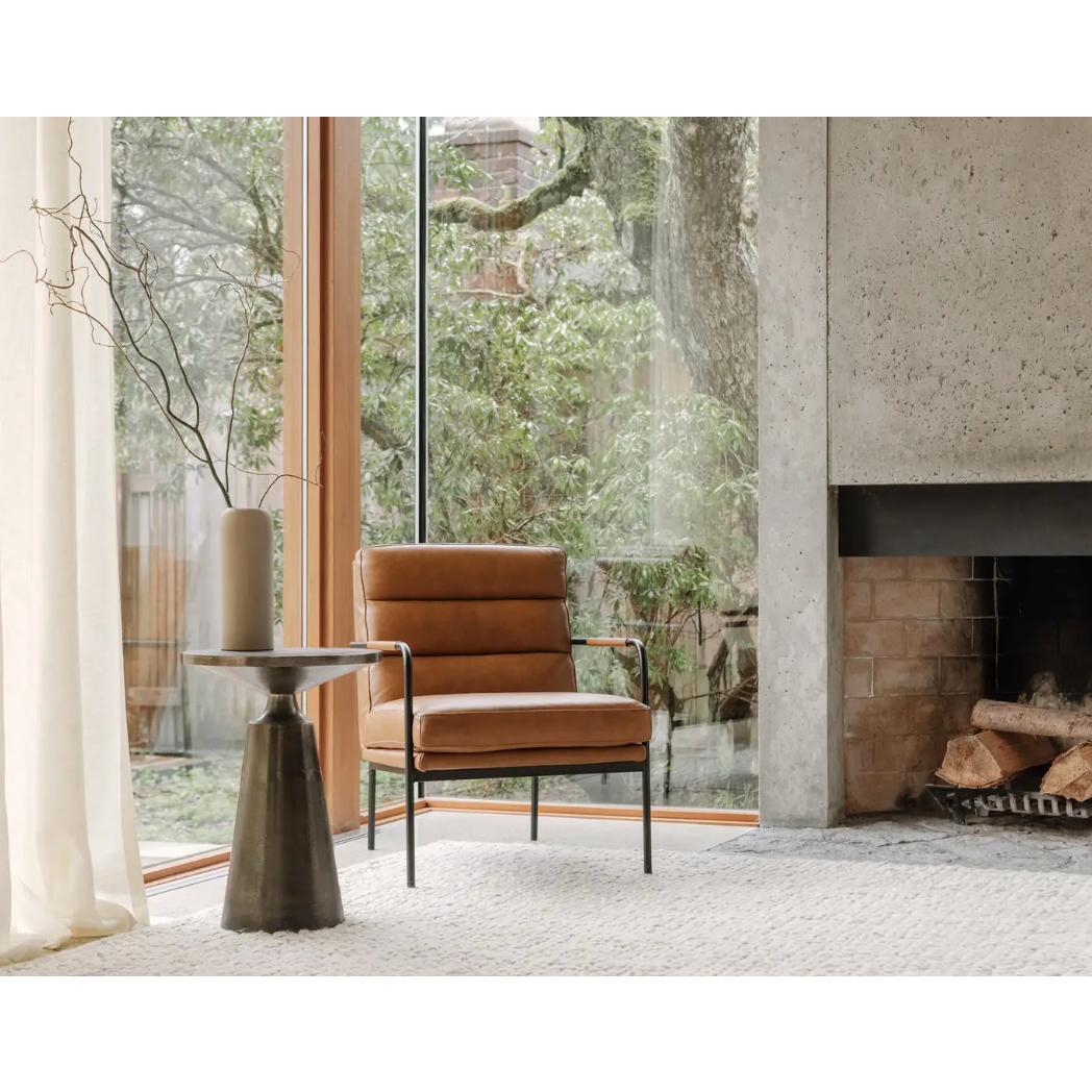 Sonja Charcoal Grey Metal Accent Table - Table Side View | Bone & Brass