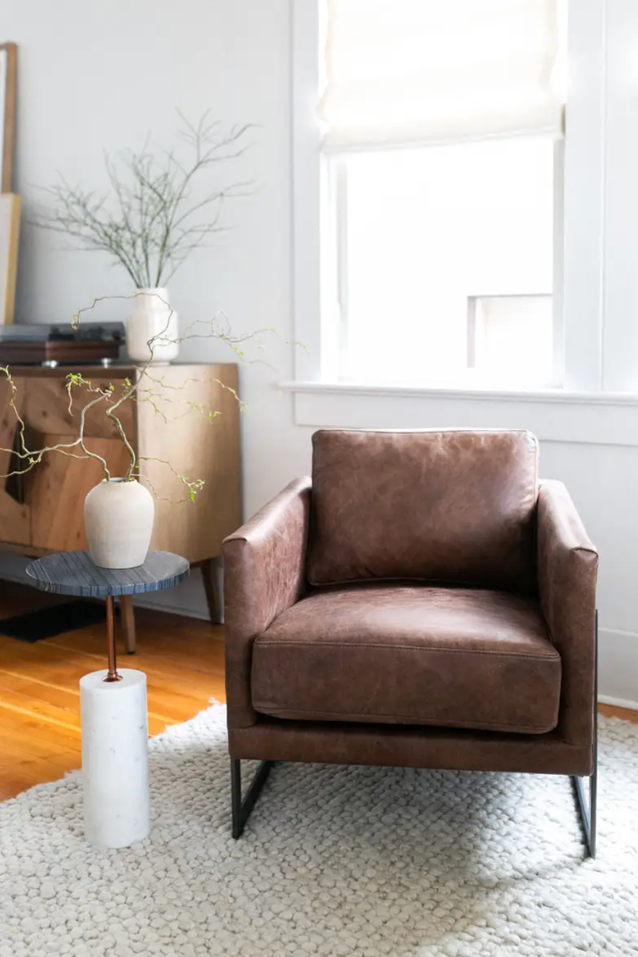 Dusk Black & White Marble Accent Table