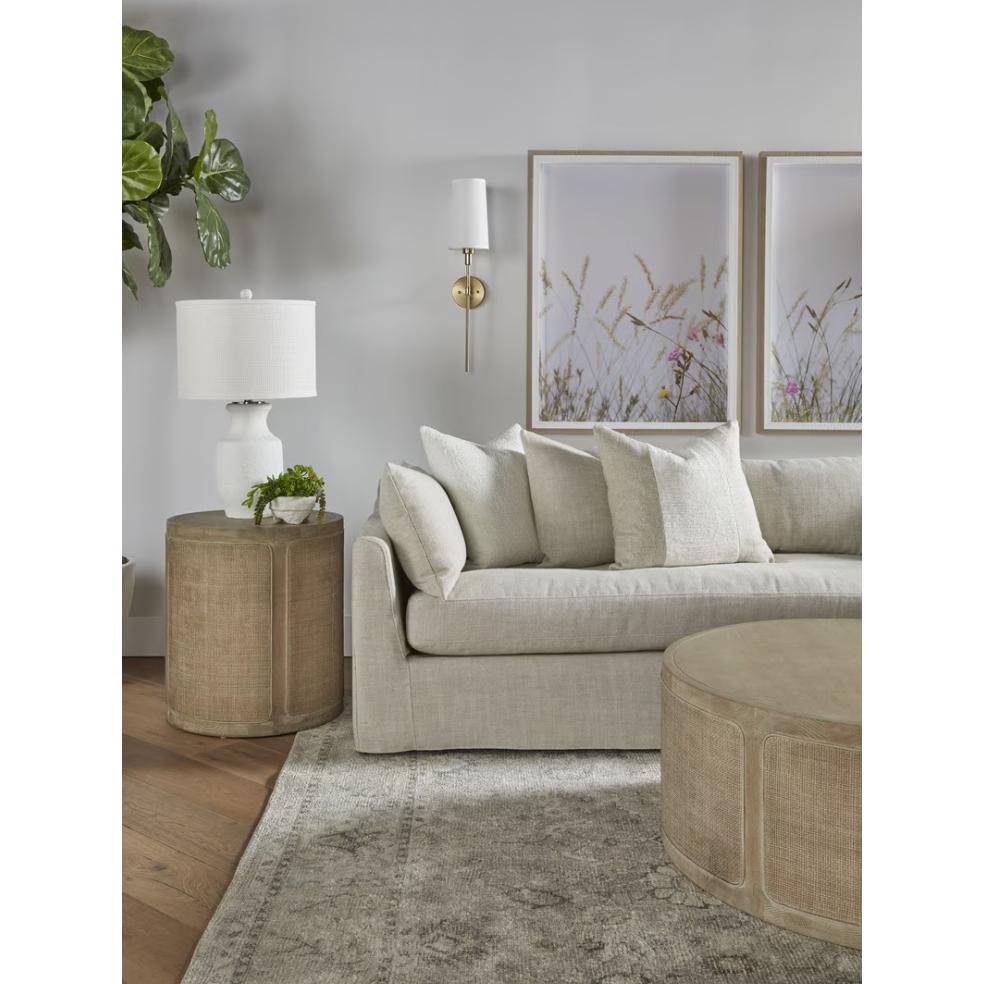 Callie Round Cane End Table - Table Side View | Bone & Brass