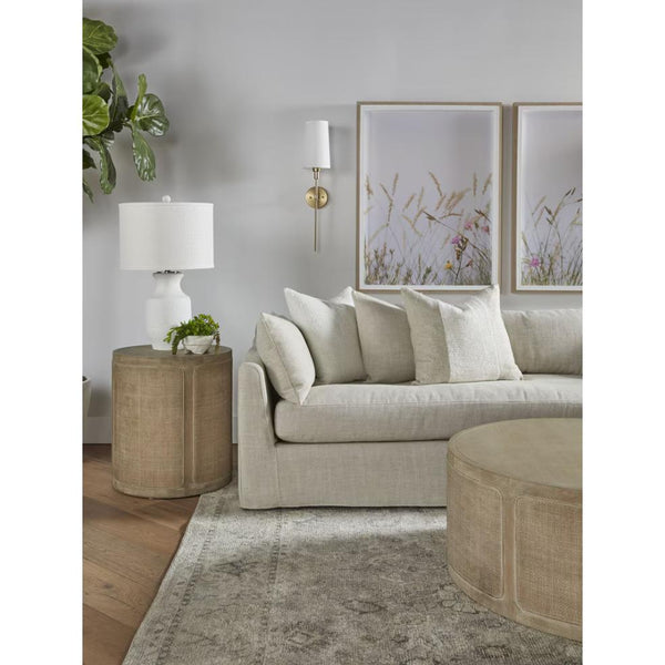 Callie Round Cane End Table - Table Side View | Bone & Brass