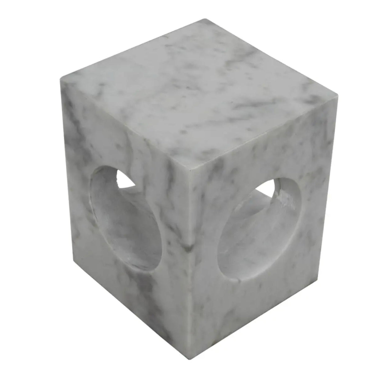 Merlin Square Marble Side Table - Table Side View | Bone & Brass