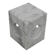 Merlin Square Marble Side Table - Table Side View | Bone & Brass