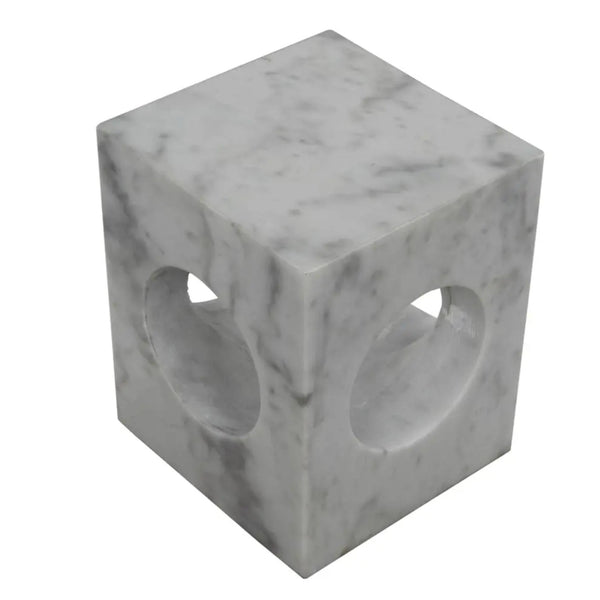 Merlin Square Marble Side Table - Table Side View | Bone & Brass