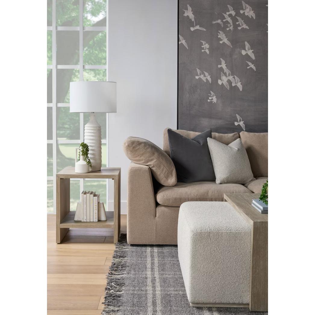 Dovetail Gray Wood End Table - Table Side View | Bone & Brass