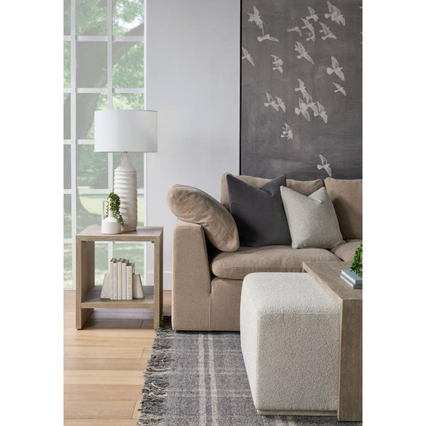 Dovetail Gray Wood End Table - Table Side View | Bone & Brass