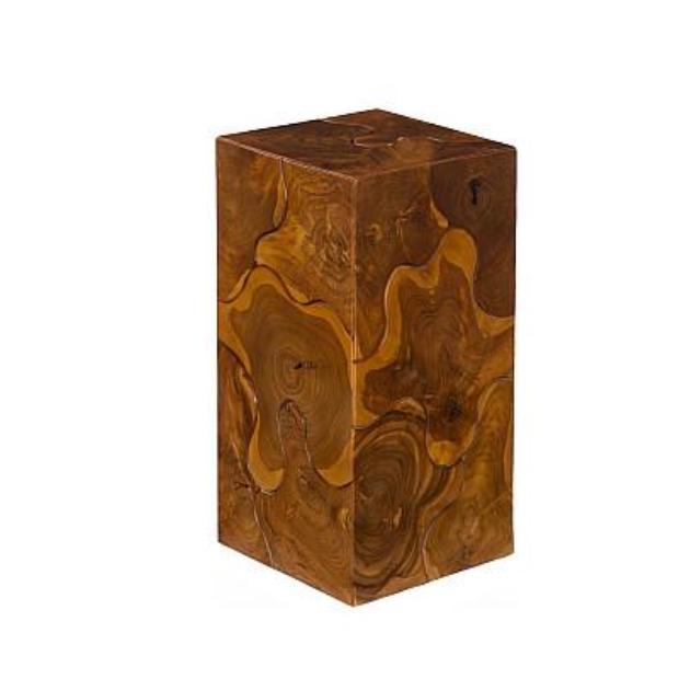 Small Brown Teak Slice Pedestal | Bone & Brass