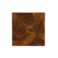 Small Brown Teak Slice Pedestal - Table Top View | Bone & Brass