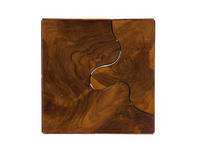 Small Brown Teak Slice Pedestal