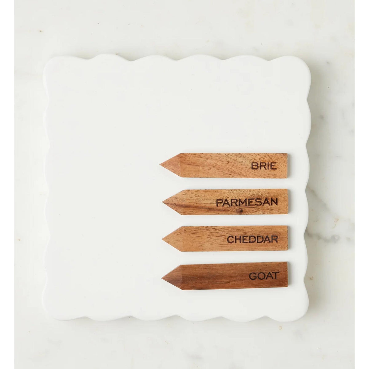Square Scalloped Charcuterie Boards - Board Side View | Bone & Brass