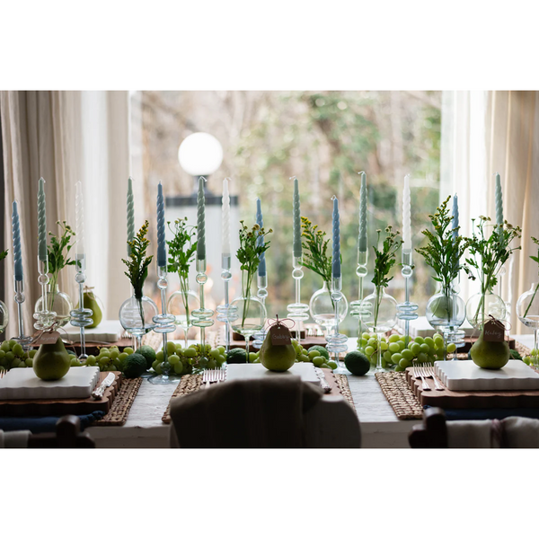 Clear Glass Candlestick Pair, Large