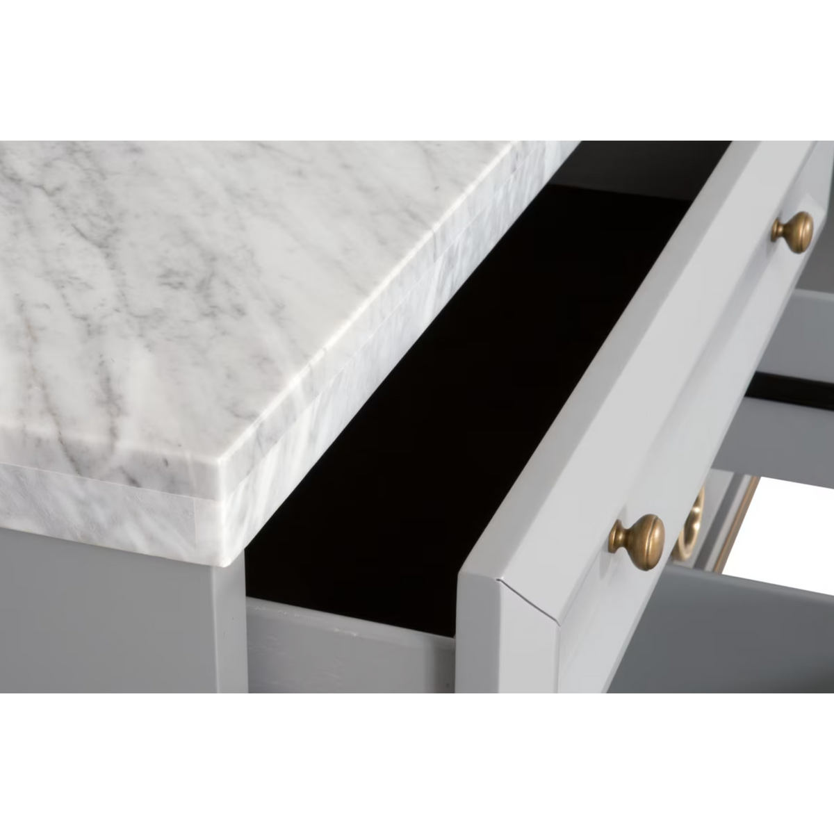 Azure Dove Gray Dresser, White Marble Top