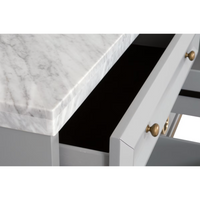 Azure Dove Gray Dresser, White Marble Top