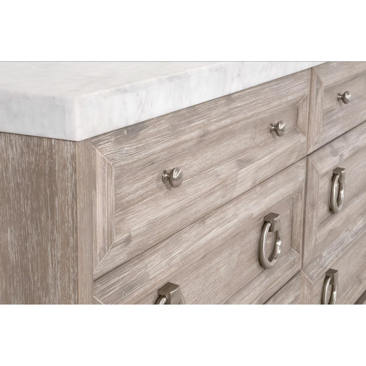 Azure Natural Gray Dresser, White Marble Top - Dresser Hardware Detail | Bone & Brass