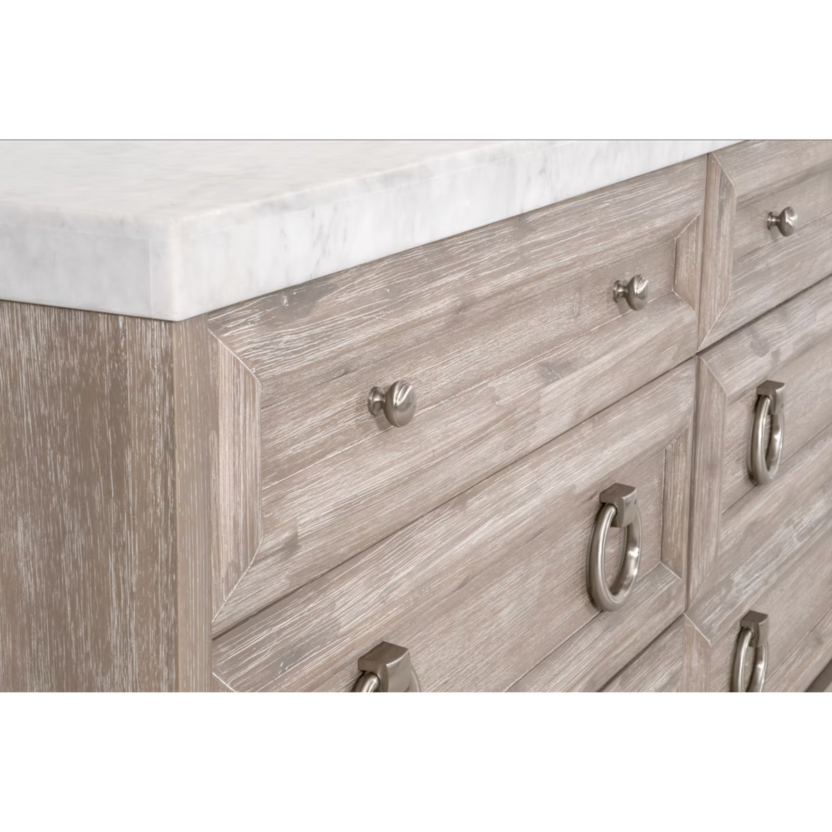 Azure Natural Gray Dresser, White Marble Top