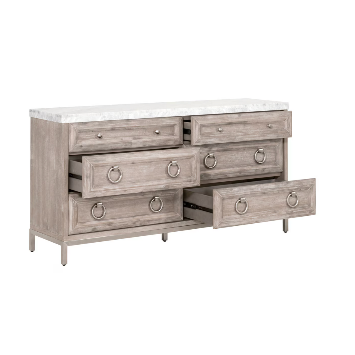 Azure Natural Gray Dresser, White Marble Top