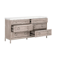 Azure Natural Gray Dresser, White Marble Top