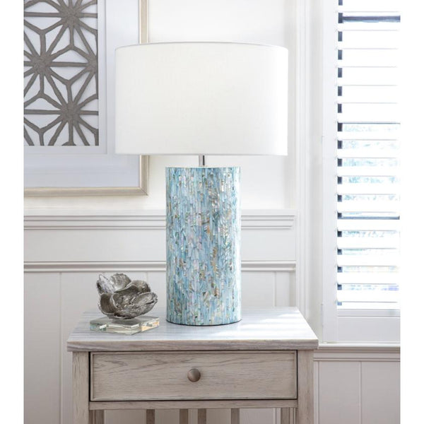 Layla Blue Mother Pearl Table Lamp - Lamp Detail | Bone & Brass