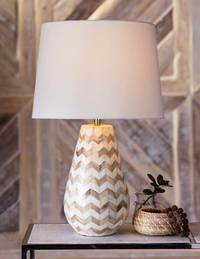 Cassia Beige Chevron Table Lamp