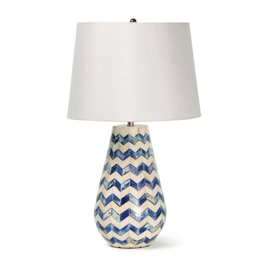 Cassia Blue Chevron Table Lamp | Bone & Brass