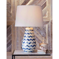 Cassia Blue Chevron Table Lamp - Lamp Detail | Bone & Brass