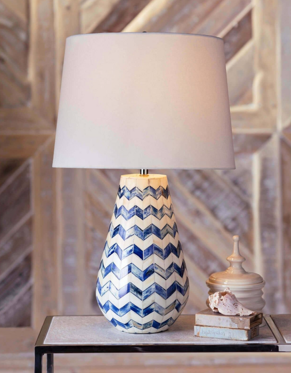 Cassia Blue Chevron Table Lamp