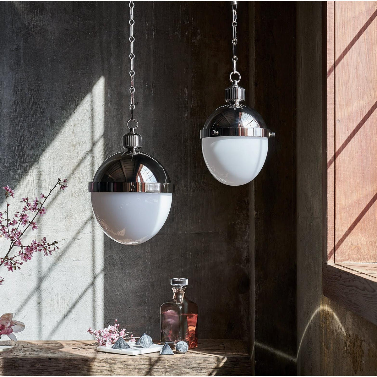 Otis Pendant Small - Polished Nickel - Pendant Detail | Bone & Brass