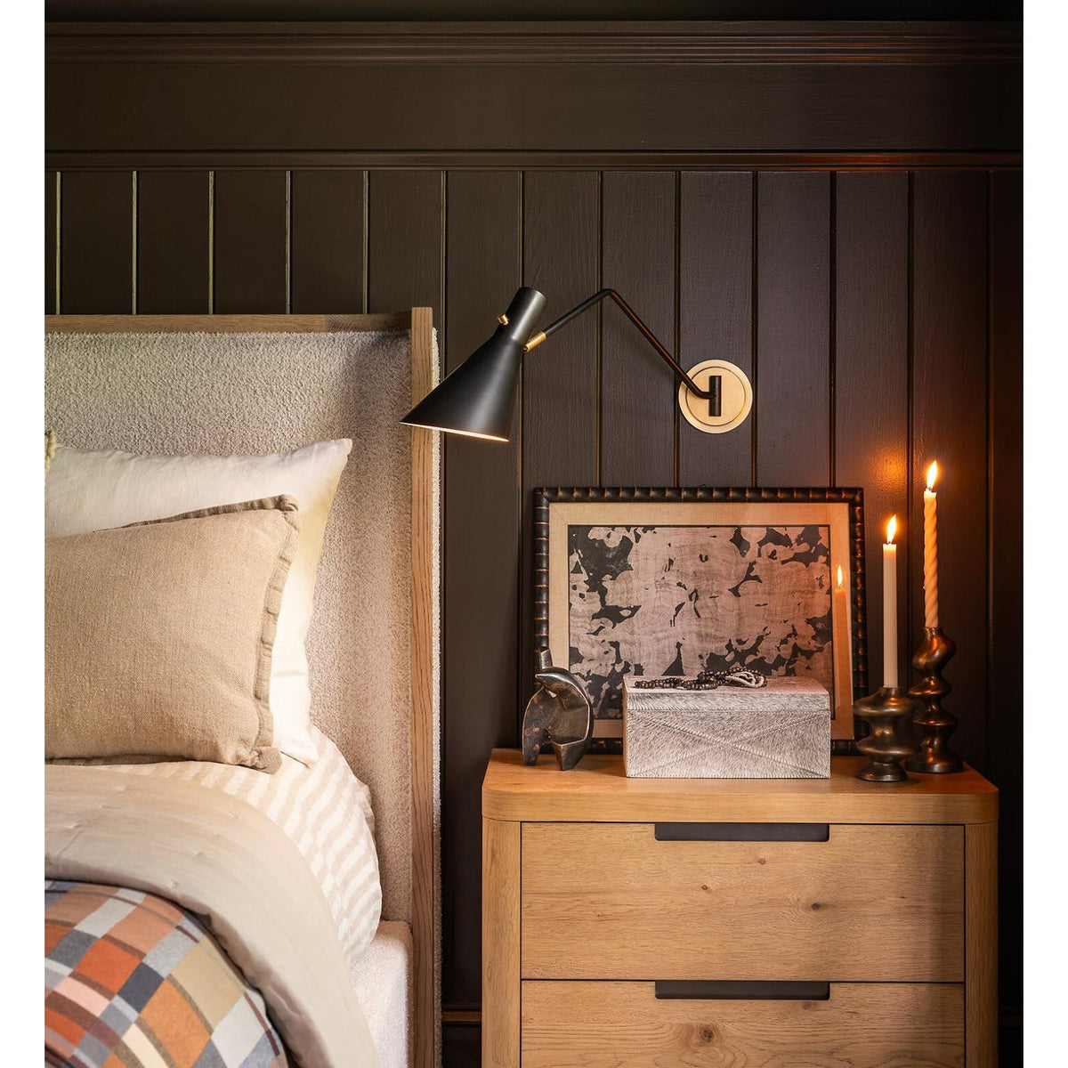 Spyder White & Brass Single Arm Sconce - Sconce Detail | Bone & Brass