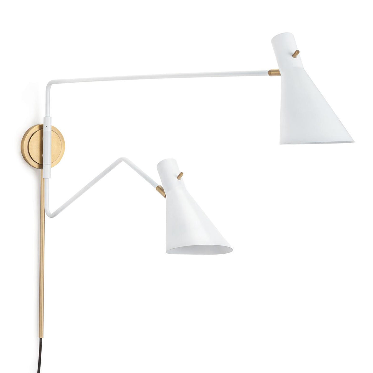 Spyder White & Brass Double Arm Sconce | Bone & Brass