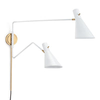 Spyder White & Brass Double Arm Sconce | Bone & Brass