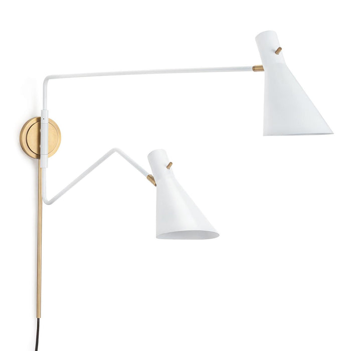 Spyder White & Brass Double Arm Sconce | Bone & Brass