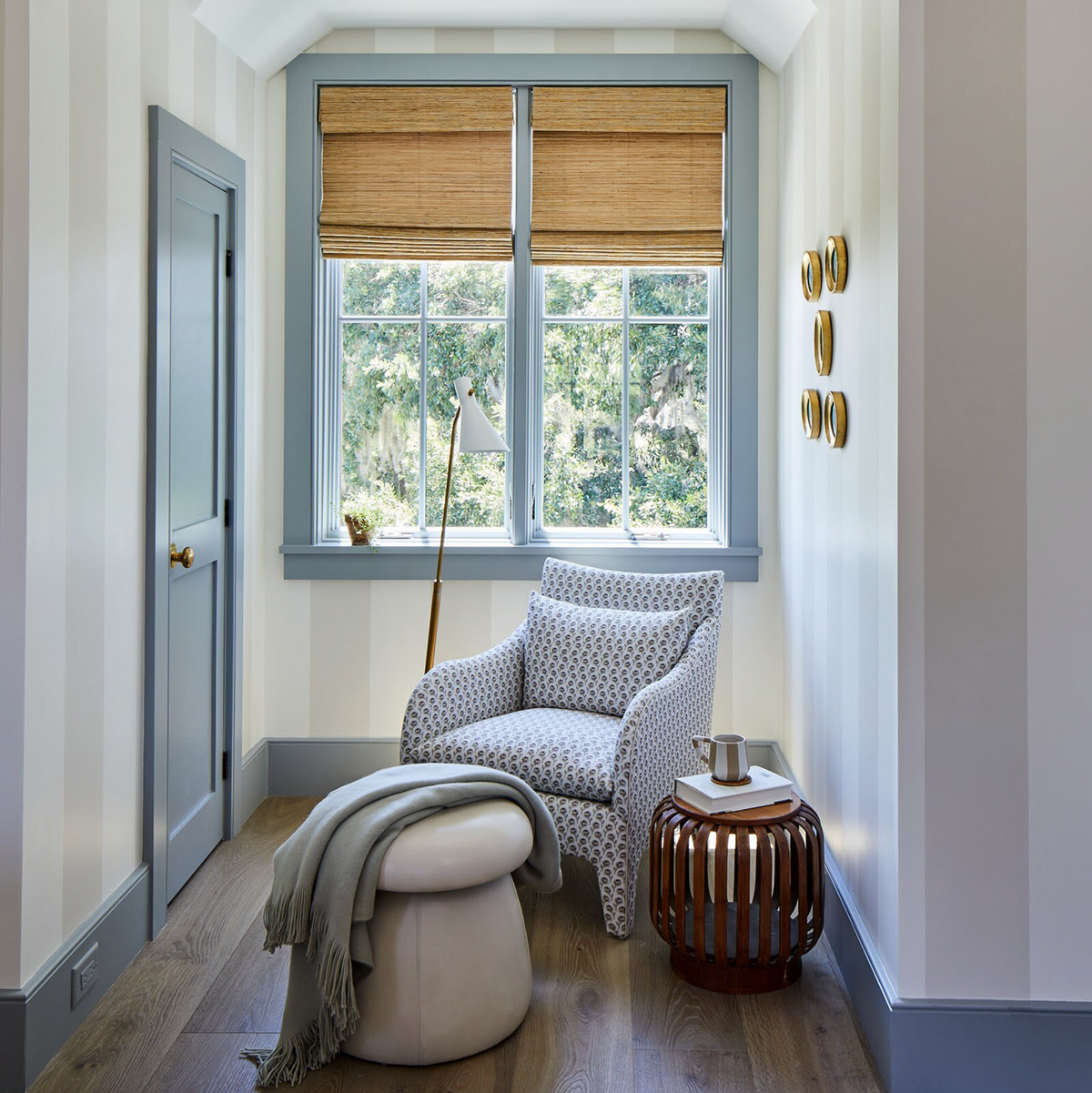 Spyder White & Brass Floor Lamp