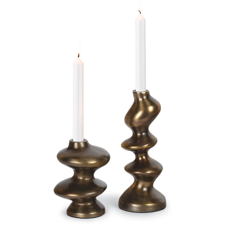 Blobby Brass Candle Holder Set
