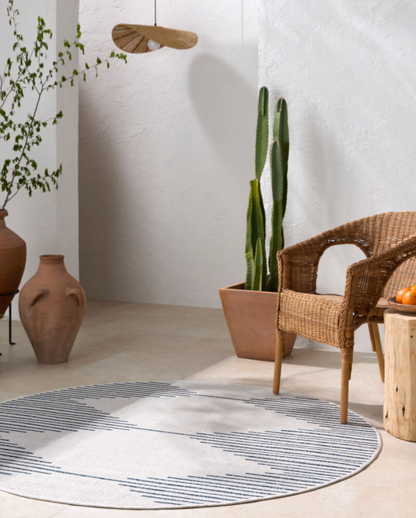 Eagean Blue & White Outdoor Rug