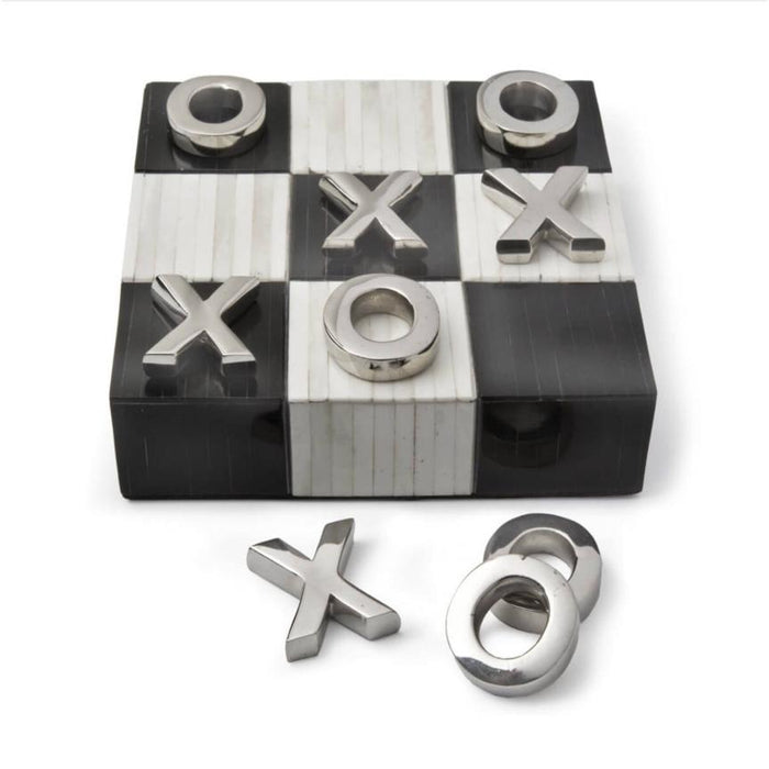 Tic Tac Toe Decorative Bone Flat Board | Bone & Brass