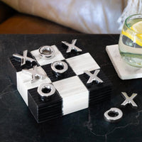 Tic Tac Toe Decorative Bone Flat Board - Side View | Bone & Brass