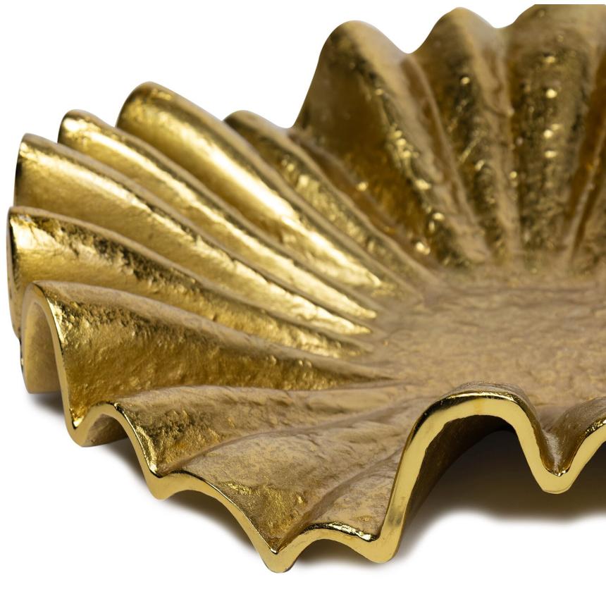 Soleil Ruffled Metal Plate - Bowl Side View | Bone & Brass