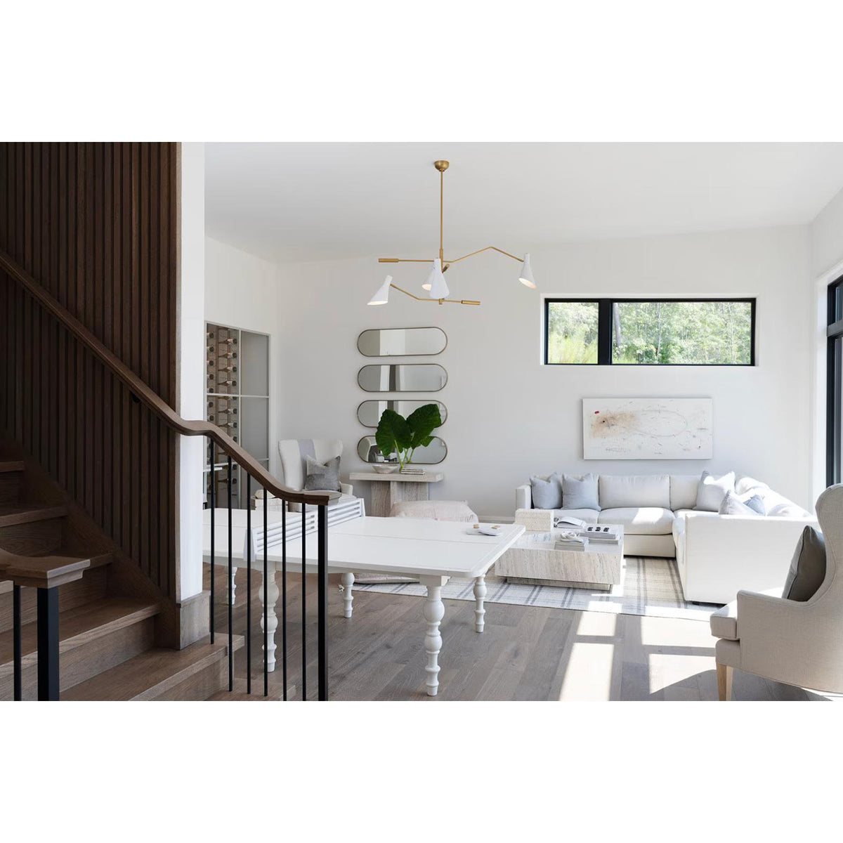 Spyder White & Brass Chandelier - Chandelier Detail | Bone & Brass