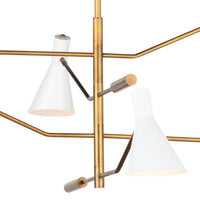 Spyder White & Brass Chandelier - Chandelier Installed | Bone & Brass
