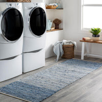 Denim Cotton Hand Woven Rug - Rug Pattern Detail | Bone & Brass