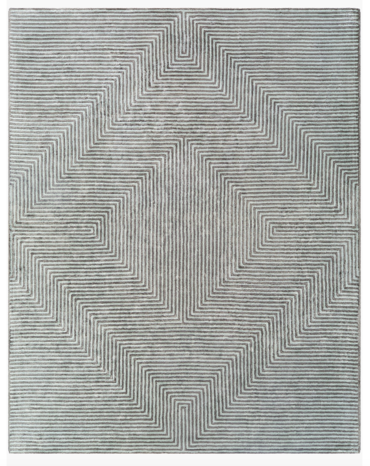 Charcoal Grey Striped Rug