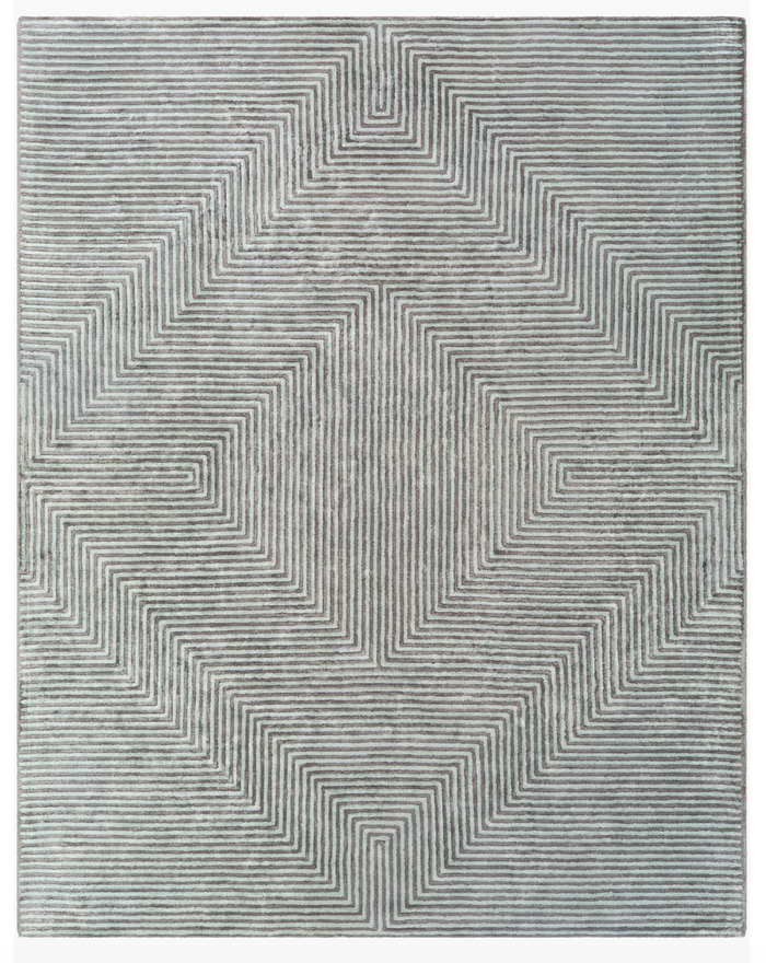 Charcoal Grey Striped Rug