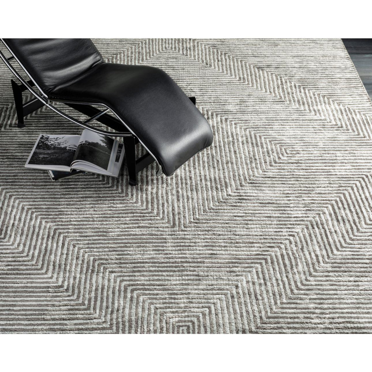 Charcoal Grey Striped Rug - Rug Pattern Detail | Bone & Brass