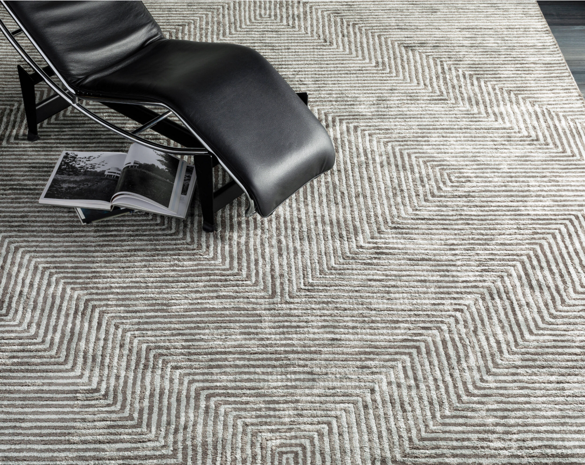 Charcoal Grey Striped Rug