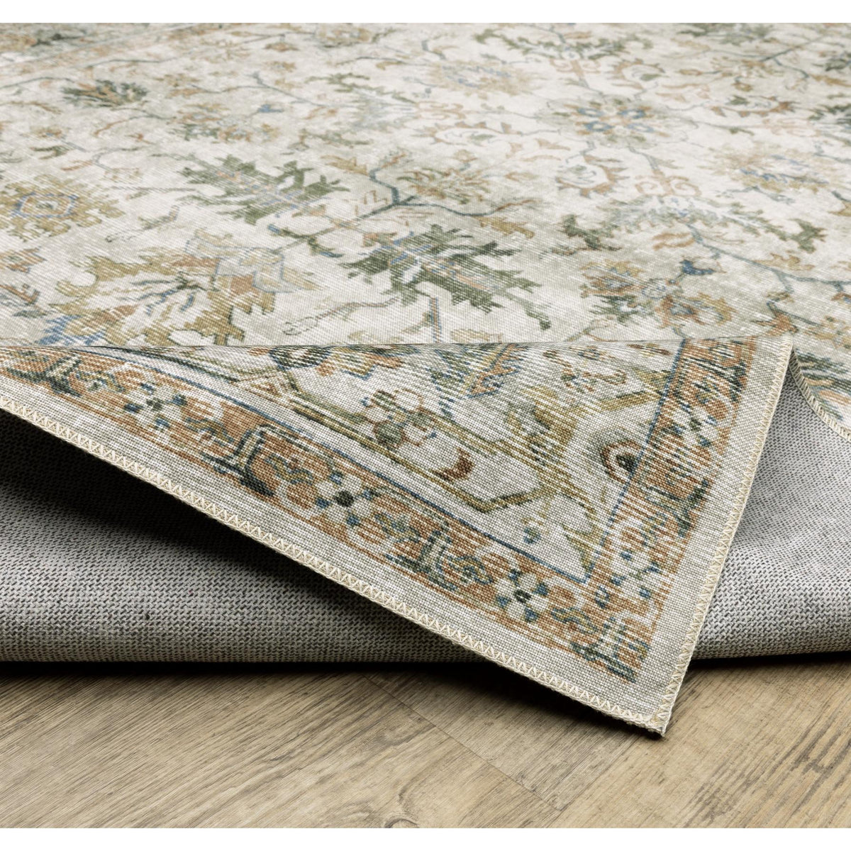 Charleston Ivory & Multi-Color Washable Rug - Rug Texture Detail | Bone & Brass