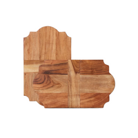 Two wooden cutting boards with a geometric design on a white background background