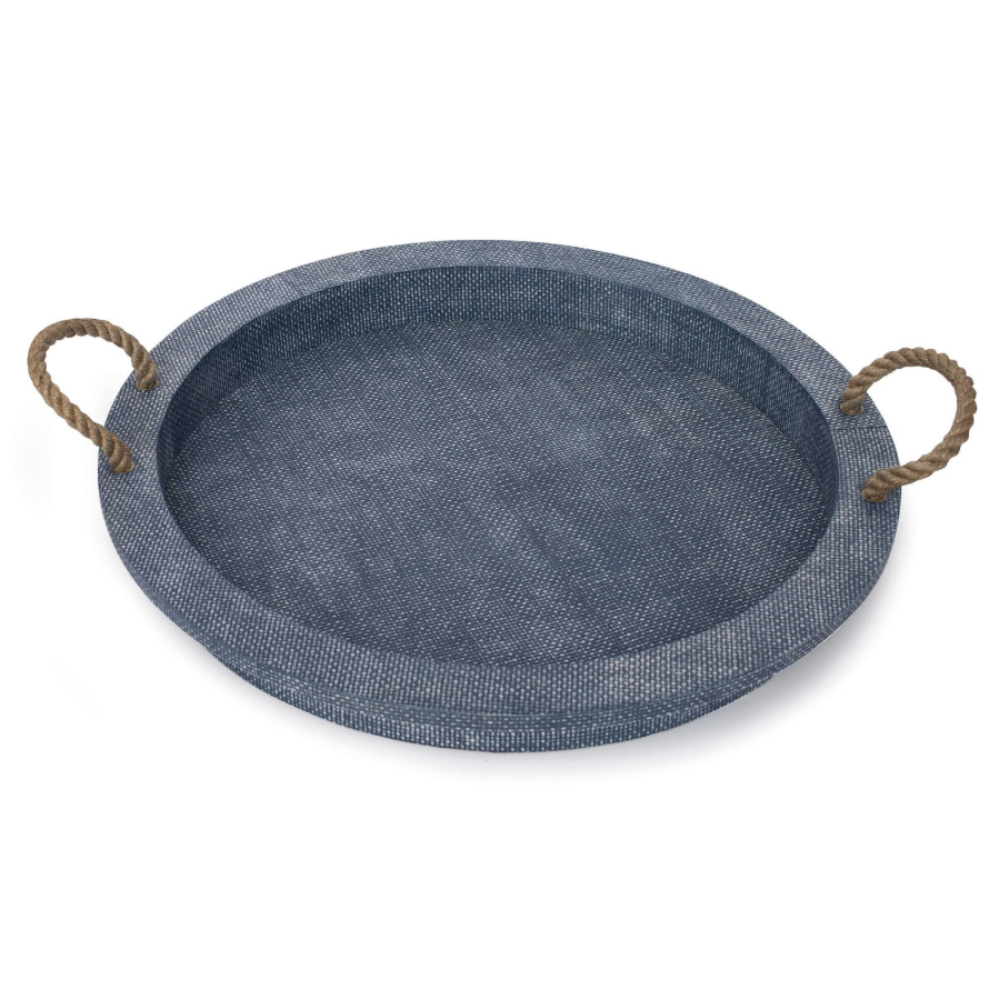 Aegean Round Faux Rattan Serving Tray