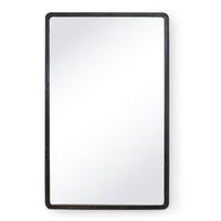 Knox Black Leather Rectangle Mirror | Bone & Brass