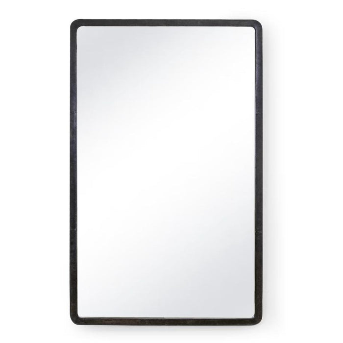 Knox Black Leather Rectangle Mirror | Bone & Brass