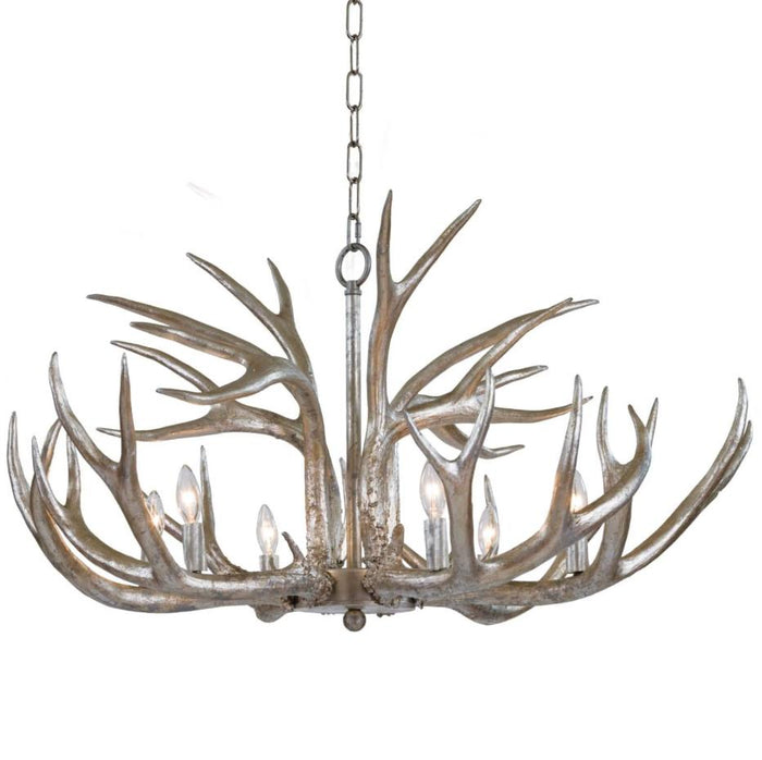 Ambered Silver Leaf Faux Antler Chandelier | Bone & Brass