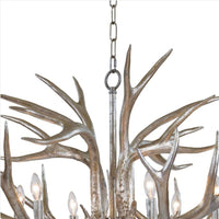 Ambered Silver Leaf Faux Antler Chandelier - Chandelier Installed | Bone & Brass